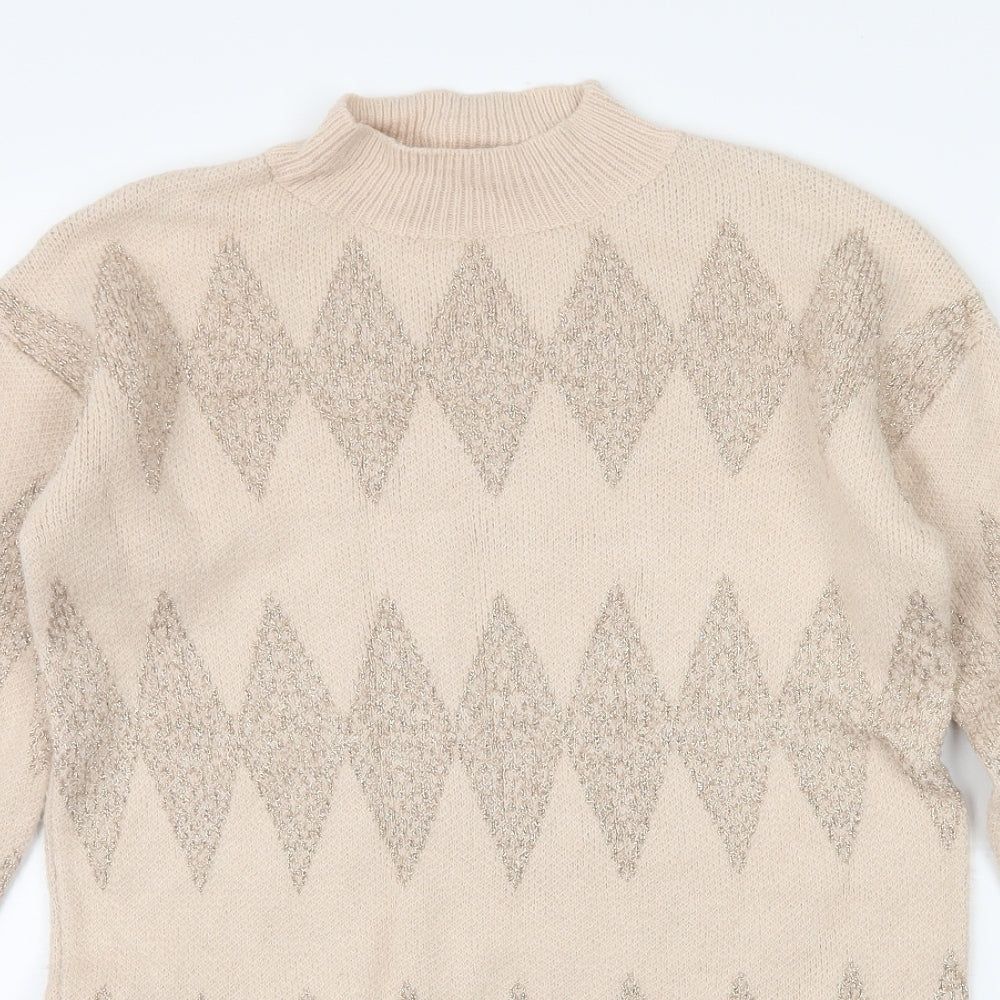 Matalan Womens Pink Geometric Knit Pullover Jumper Size S