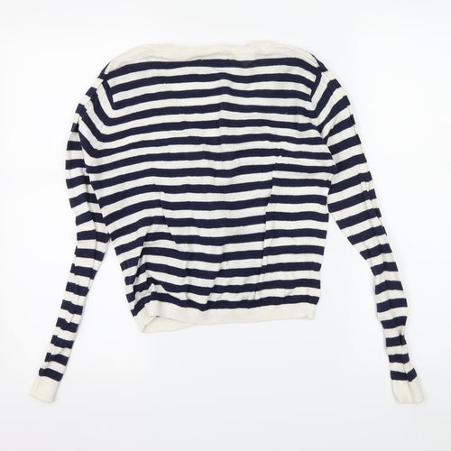 Papaya Womens White Striped Knit Cardigan Jumper Size 10