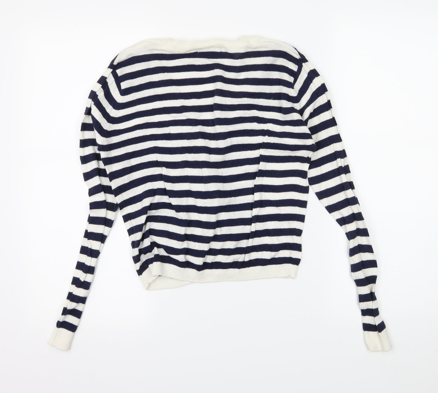 Papaya Womens White Striped Knit Cardigan Jumper Size 10