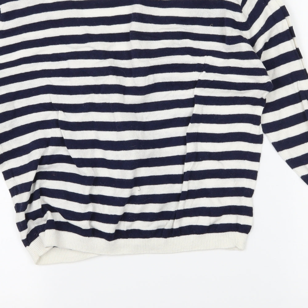 Papaya Womens White Striped Knit Cardigan Jumper Size 10