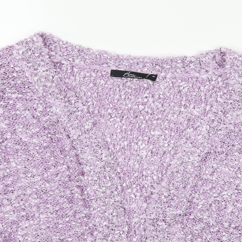 Bonmarché Womens Purple  Knit Cardigan Jumper Size M