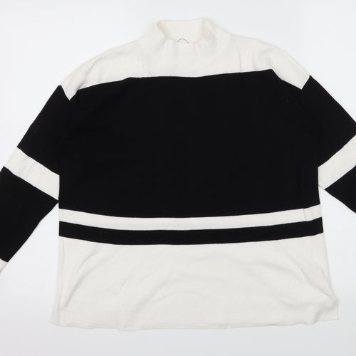 Papaya Womens White Striped Knit Pullover Jumper Size M