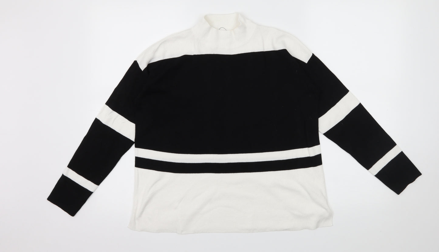 Papaya Womens White Striped Knit Pullover Jumper Size M