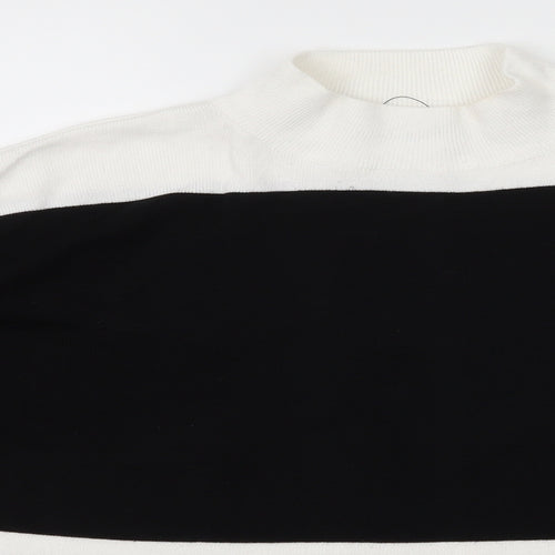 Papaya Womens White Striped Knit Pullover Jumper Size M