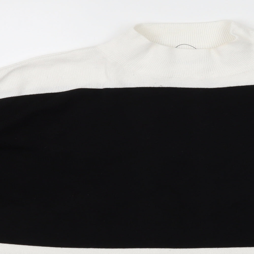 Papaya Womens White Striped Knit Pullover Jumper Size M