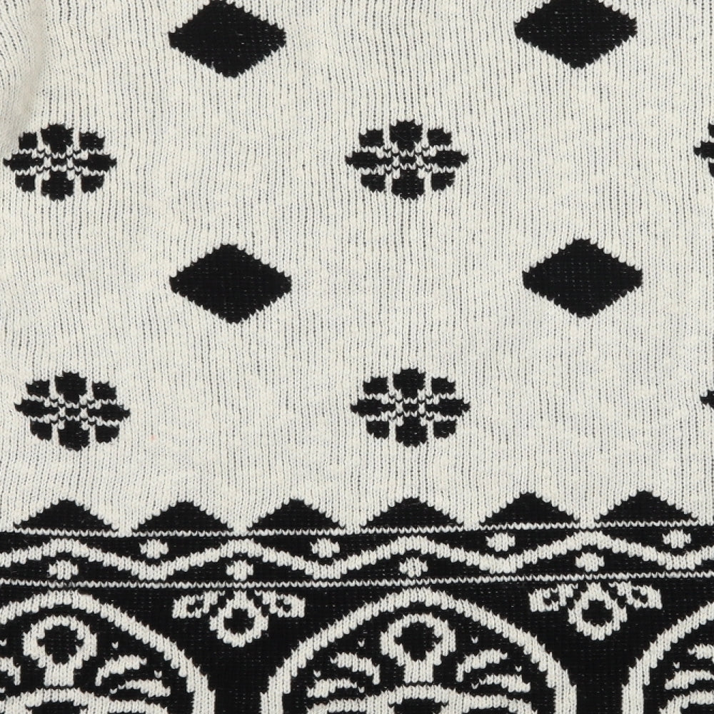 Amani Womens Ivory Geometric Knit Pullover Jumper Size 14