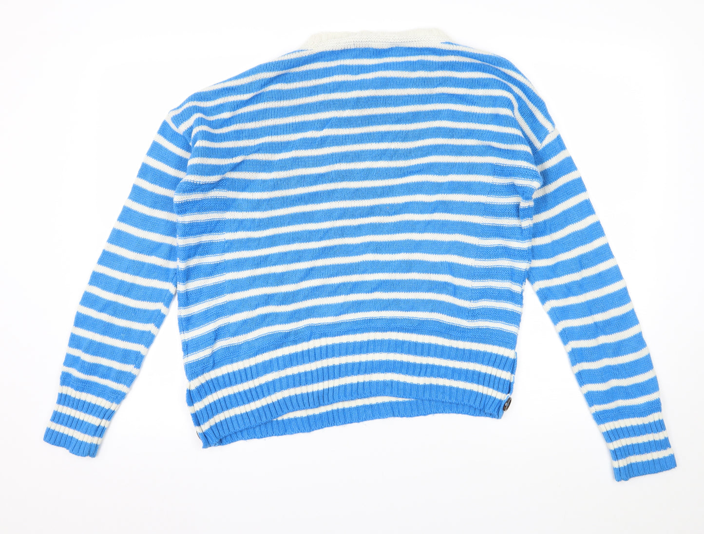 NEXT Womens Blue Striped Knit Pullover Jumper Size 10