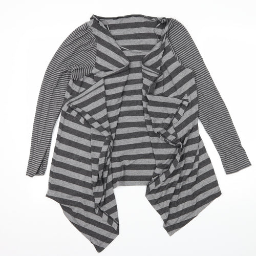 George Womens Grey Striped Jersey Cardigan Jumper Size 12