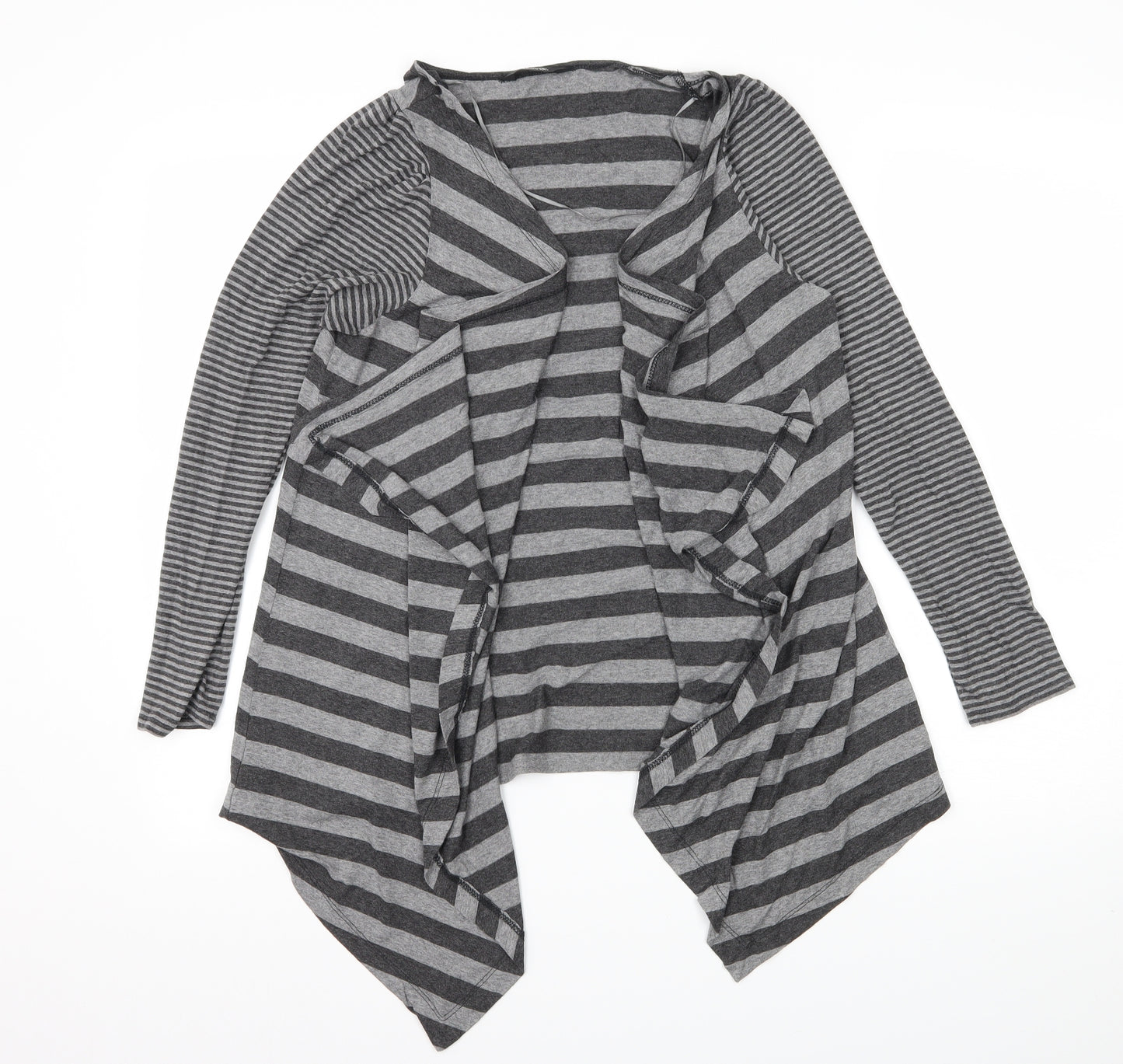 George Womens Grey Striped Jersey Cardigan Jumper Size 12