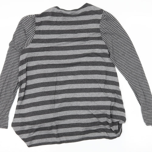 George Womens Grey Striped Jersey Cardigan Jumper Size 12