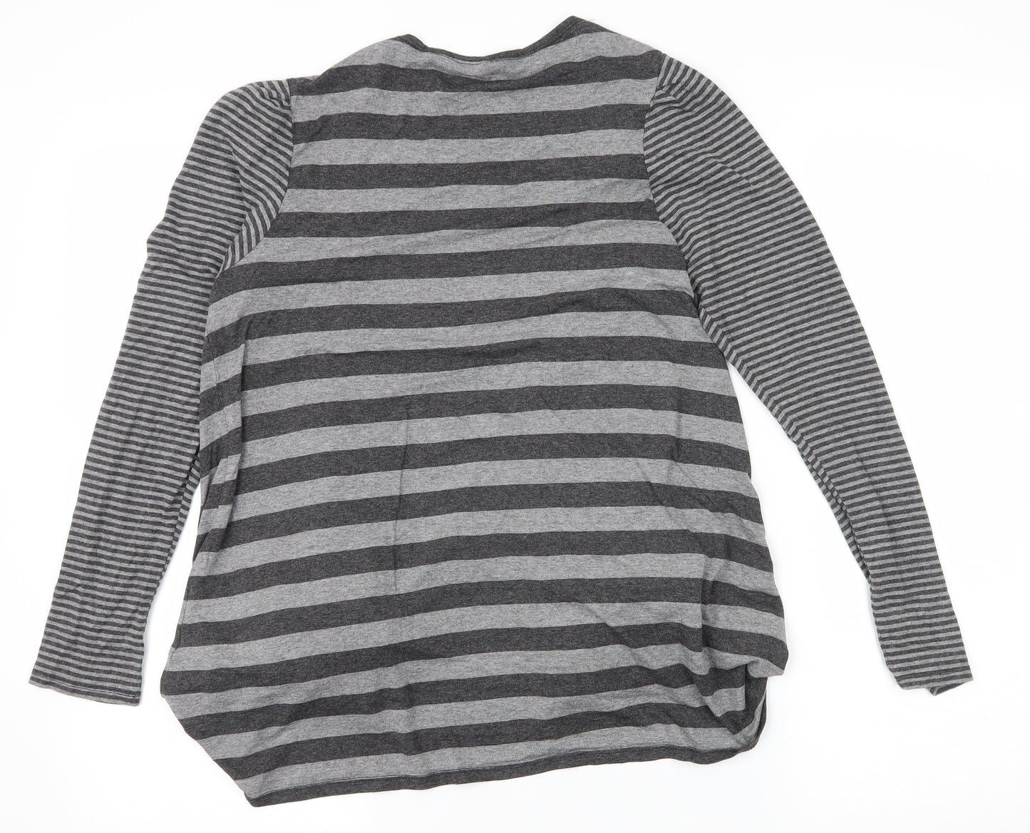 George Womens Grey Striped Jersey Cardigan Jumper Size 12