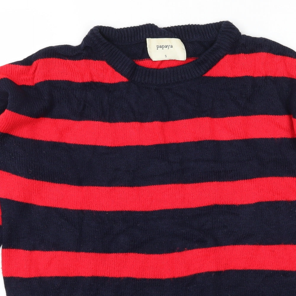 Papaya Womens Red Striped Knit Pullover Jumper Size S