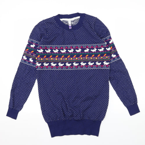 Henry Holland Womens Blue Polka Dot Knit Pullover Jumper Size 12  - Rabbit Print