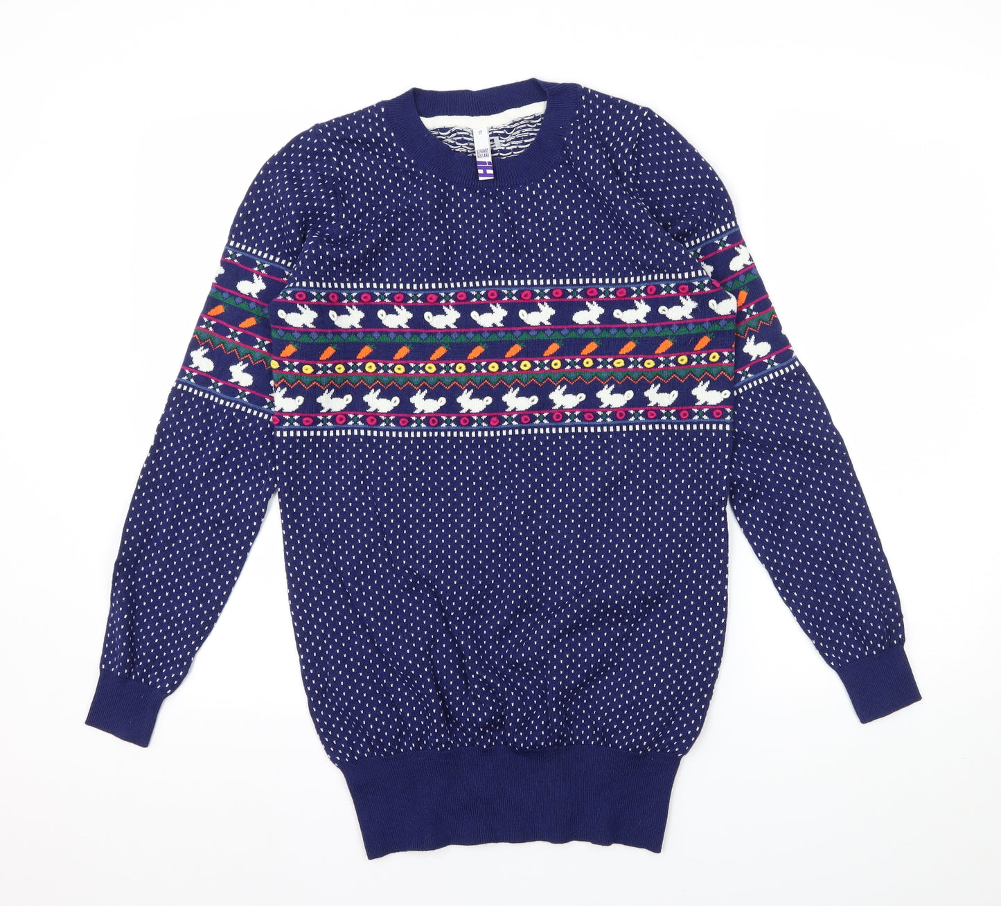 Henry Holland Womens Blue Polka Dot Knit Pullover Jumper Size 12  - Rabbit Print