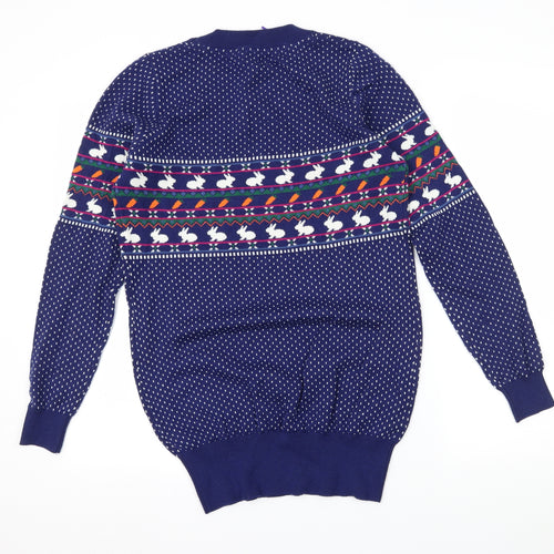 Henry Holland Womens Blue Polka Dot Knit Pullover Jumper Size 12  - Rabbit Print