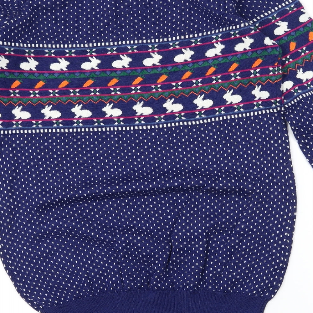 Henry Holland Womens Blue Polka Dot Knit Pullover Jumper Size 12  - Rabbit Print
