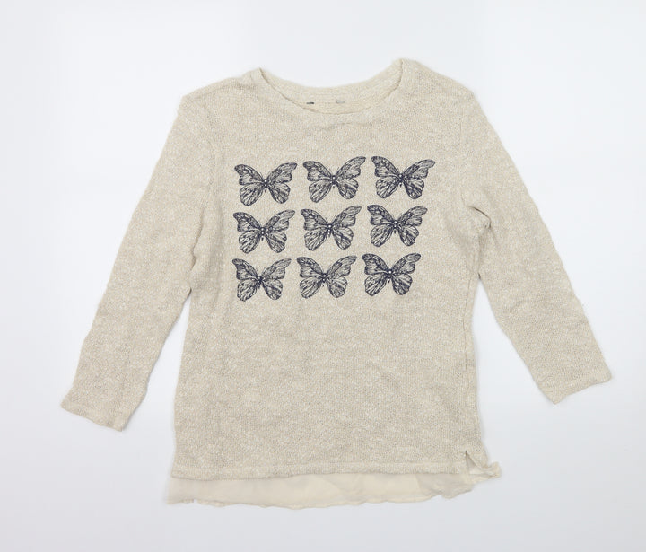 TU Womens Ivory  Knit Pullover Jumper Size 8  - Butterflies