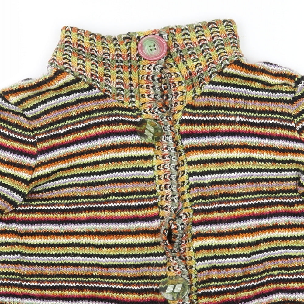 Per Una Womens Multicoloured Striped Knit Cardigan Jumper Size 12