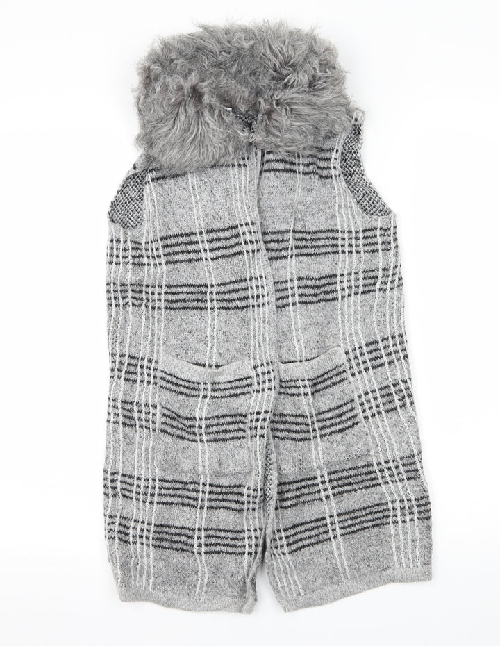 Primark Girls Green Check Knit Cardigan Jumper Size 11-12 Years
