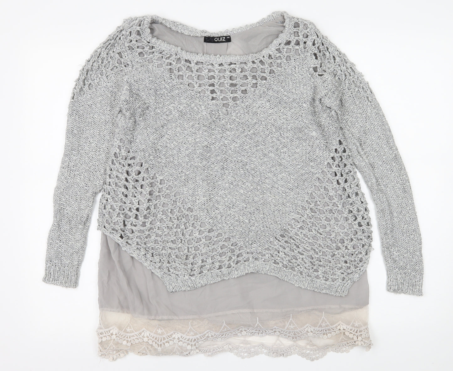 Quiz Womens Grey  Knit Basic Blouse Size S