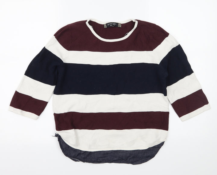 Principles Womens White Striped Knit Pullover Jumper Size 12