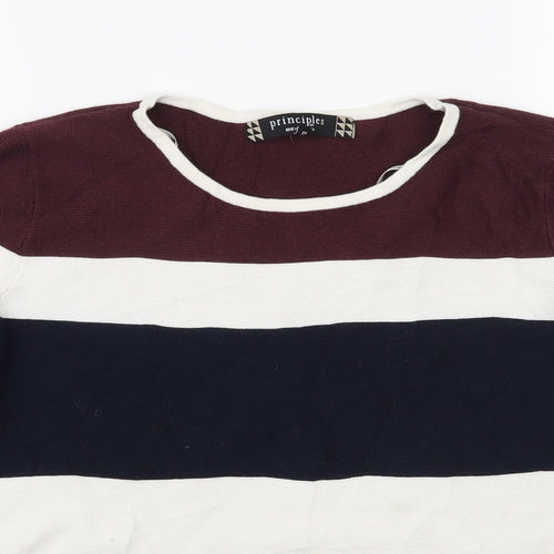 Principles Womens White Striped Knit Pullover Jumper Size 12