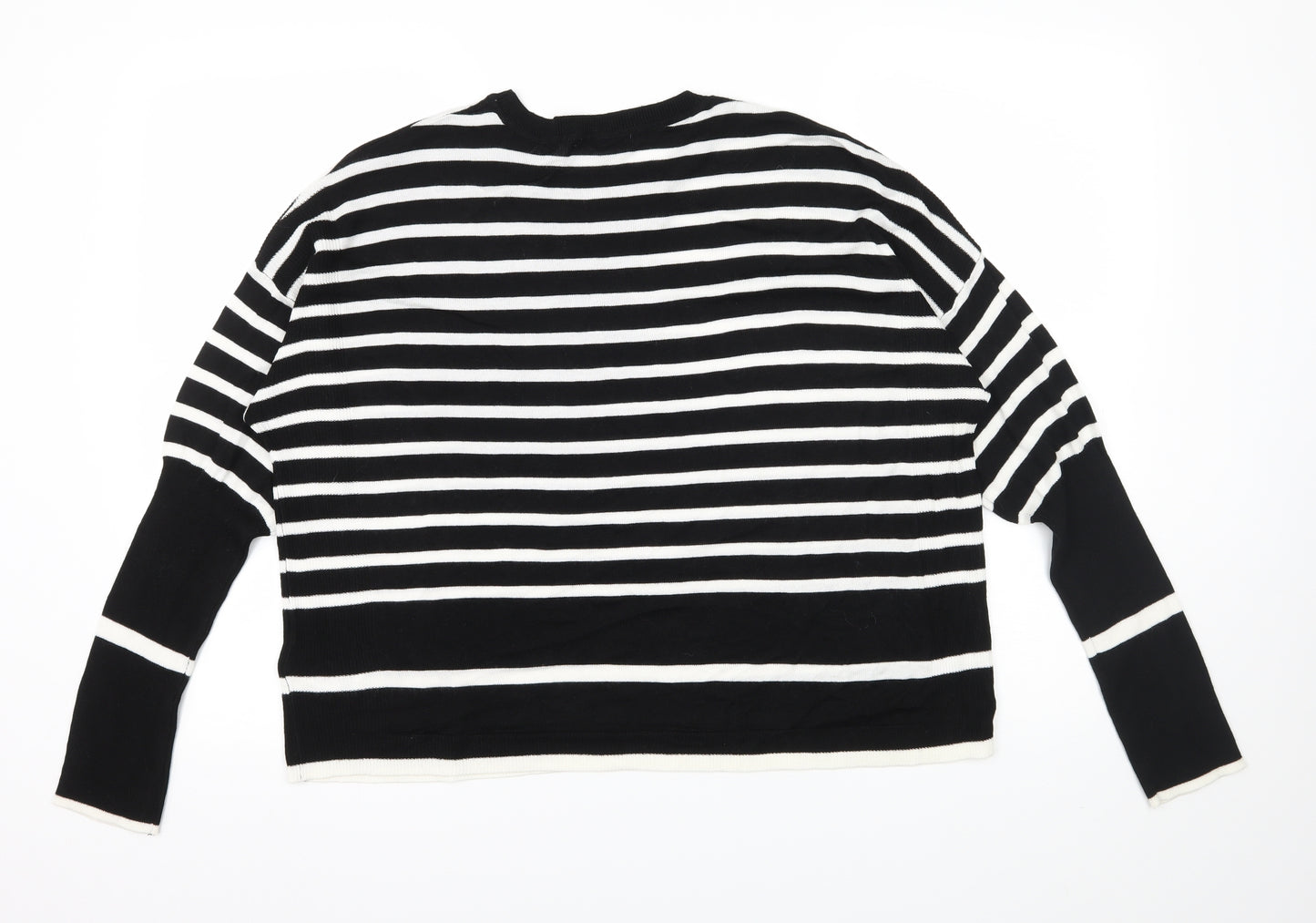 Marks and Spencer Womens Black Striped Knit Pullover Jumper Size 18