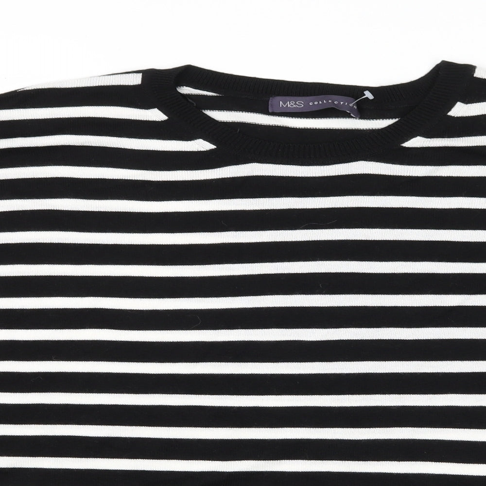 Marks and Spencer Womens Black Striped Knit Pullover Jumper Size 18