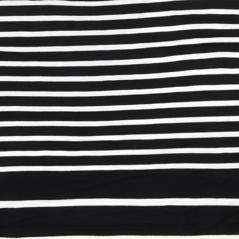 Marks and Spencer Womens Black Striped Knit Pullover Jumper Size 18