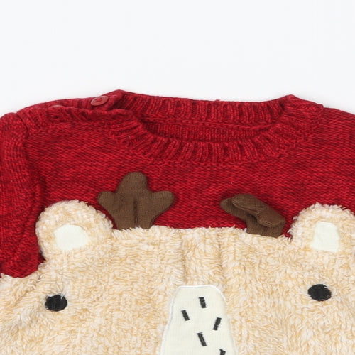 George Boys Red  Knit Pullover Jumper Size 9-12 Months  - Rudolph