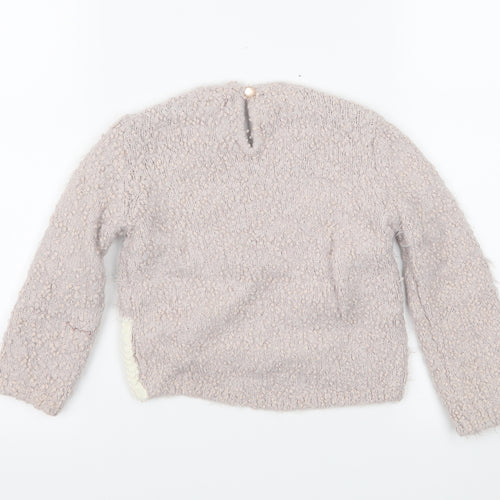 Preworn Girls Pink  Knit Pullover Jumper Size 2 Years  - Cat