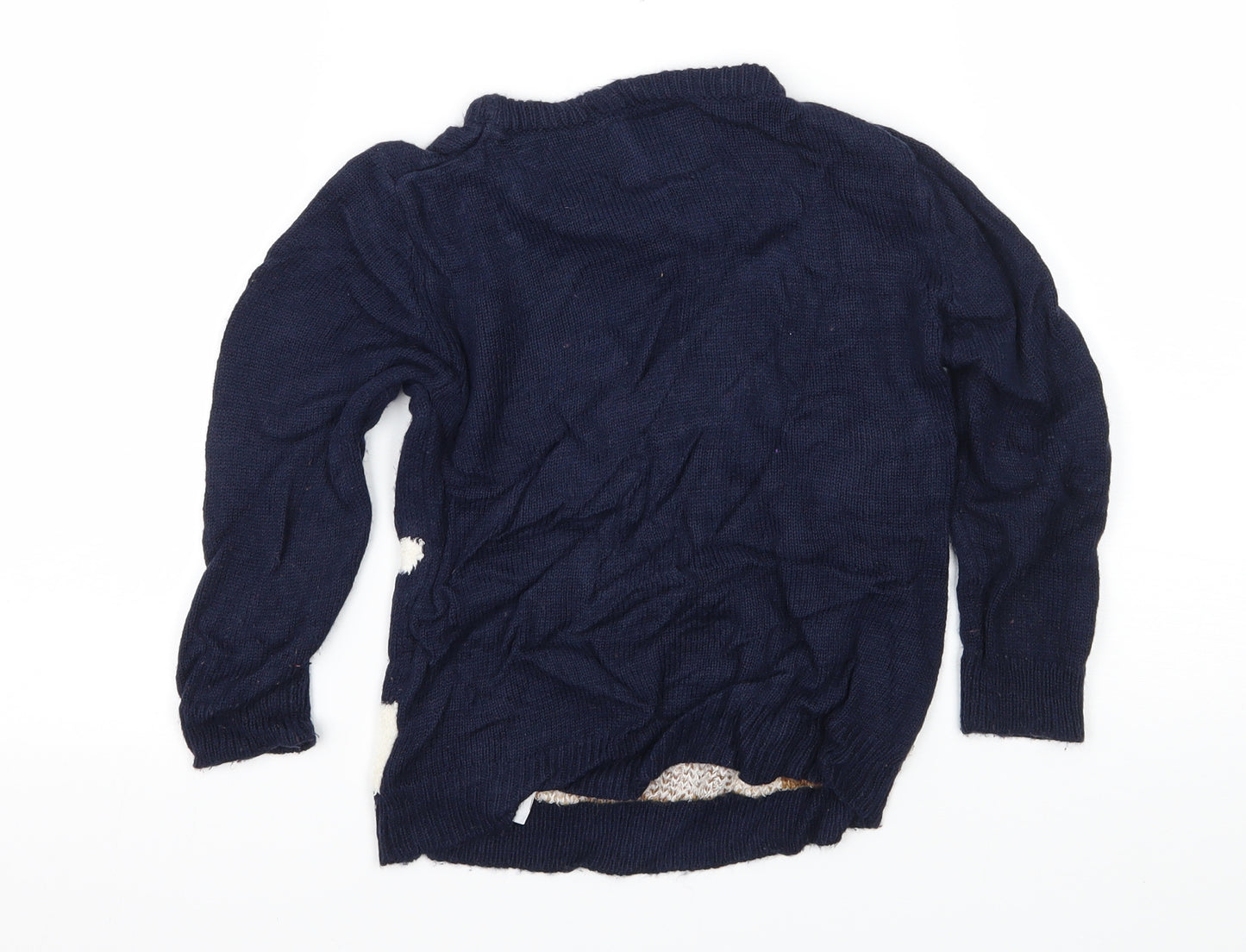 Primark Boys Blue Geometric Knit Pullover Jumper Size 4-5 Years  - Rudolph