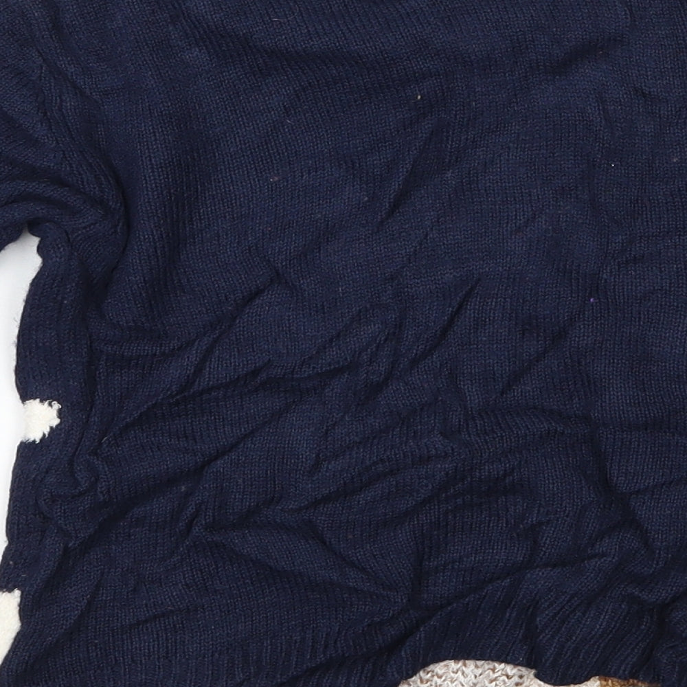 Primark Boys Blue Geometric Knit Pullover Jumper Size 4-5 Years  - Rudolph