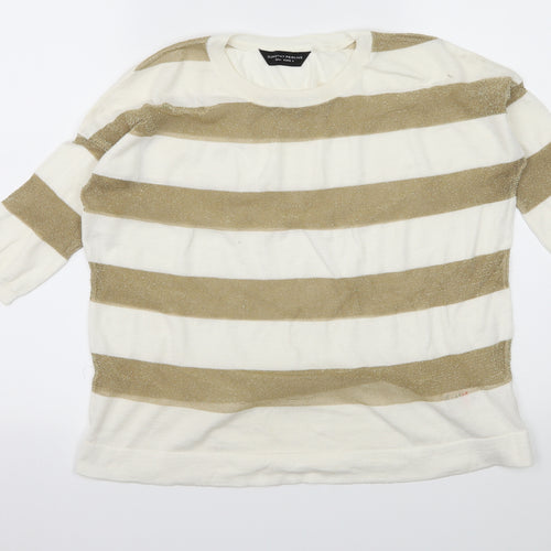 Dorothy Perkins Womens White Striped Knit Pullover Jumper Size S