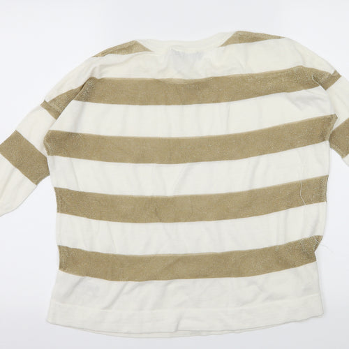 Dorothy Perkins Womens White Striped Knit Pullover Jumper Size S