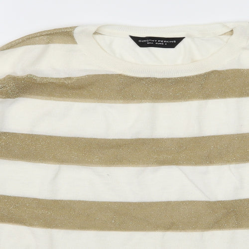 Dorothy Perkins Womens White Striped Knit Pullover Jumper Size S