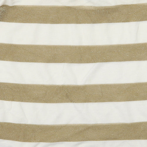 Dorothy Perkins Womens White Striped Knit Pullover Jumper Size S