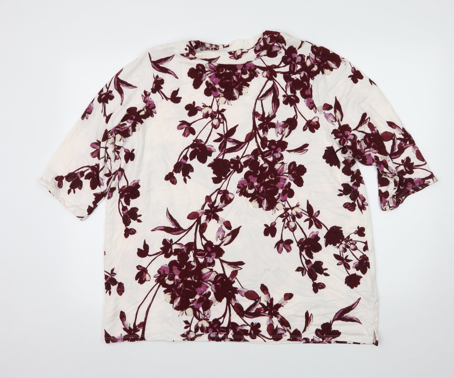Marks and Spencer Womens White Floral Knit Pullover Jumper Size 18