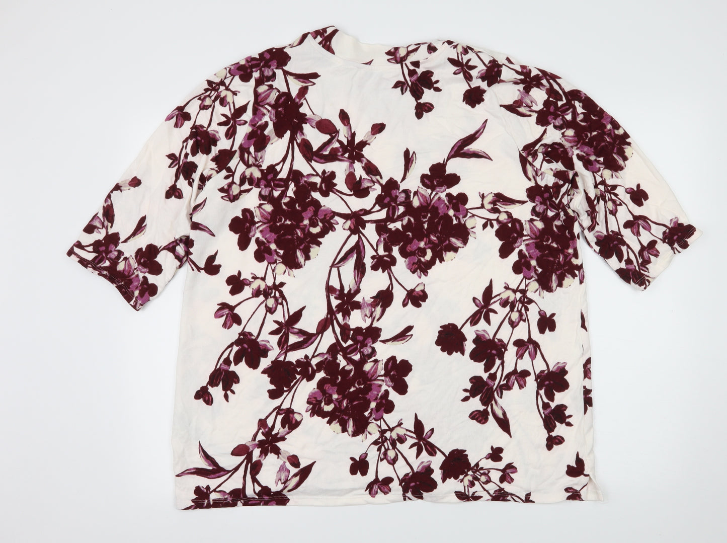 Marks and Spencer Womens White Floral Knit Pullover Jumper Size 18