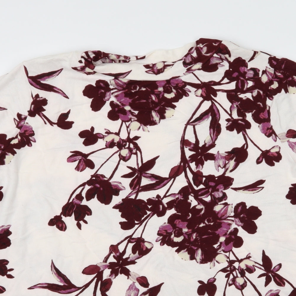Marks and Spencer Womens White Floral Knit Pullover Jumper Size 18