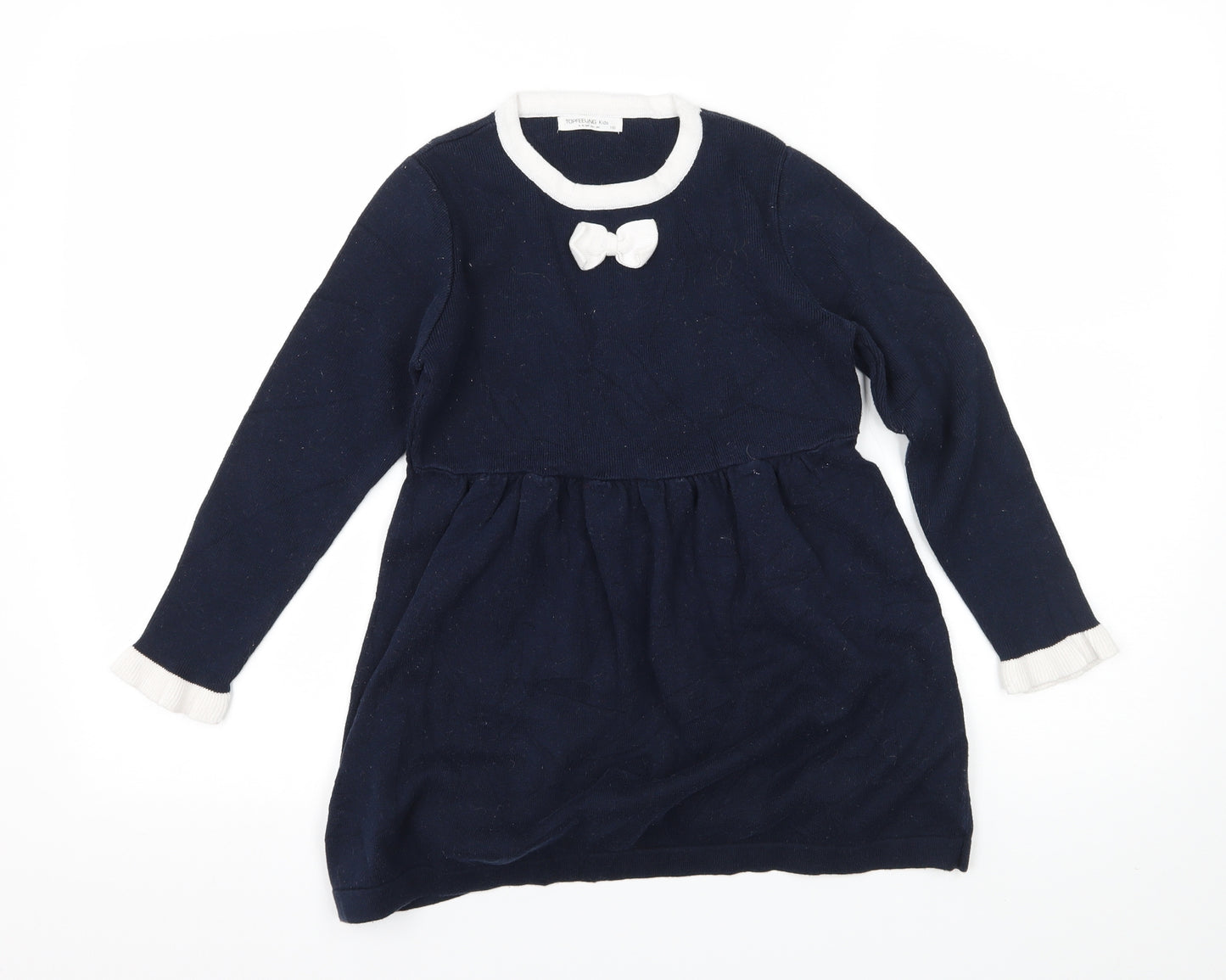 Topfeeling Girls Blue  Knit Jumper Dress  Size 10 Years