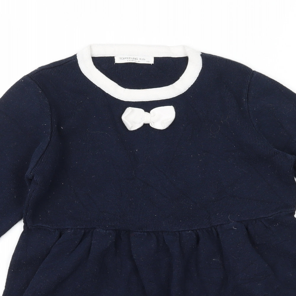 Topfeeling Girls Blue  Knit Jumper Dress  Size 10 Years