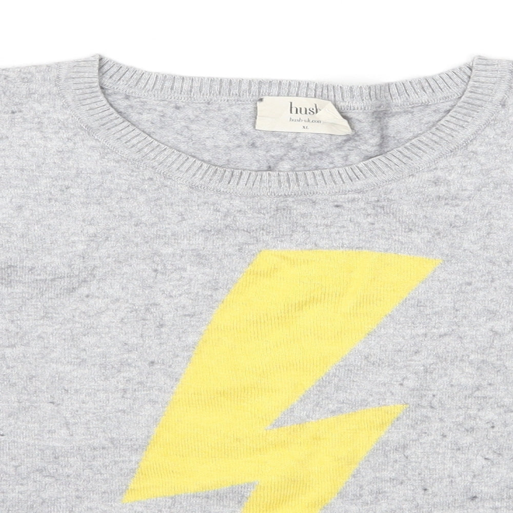 Hush Womens Grey  Knit Pullover Jumper Size XL  - Lightening bolt
