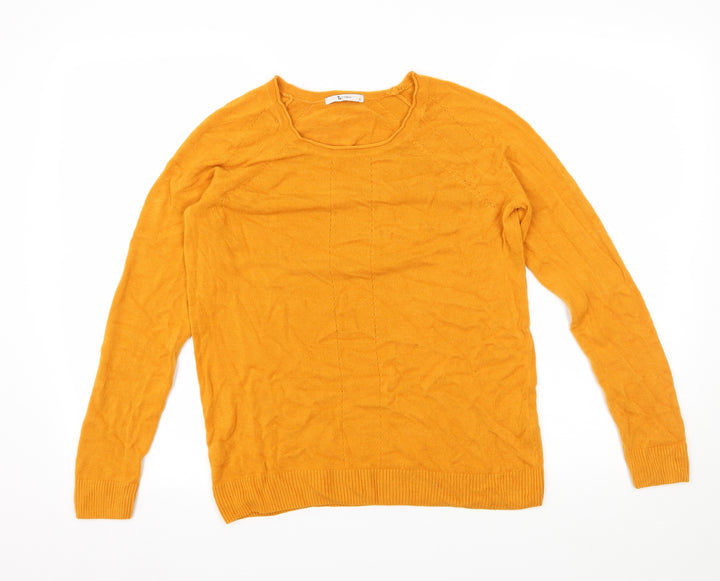 TU Womens Yellow  Knit Pullover Jumper Size 12
