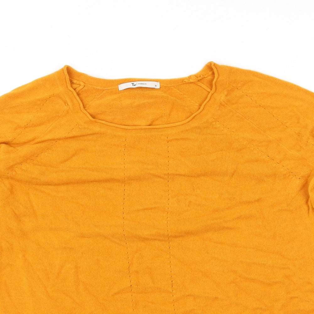 TU Womens Yellow  Knit Pullover Jumper Size 12