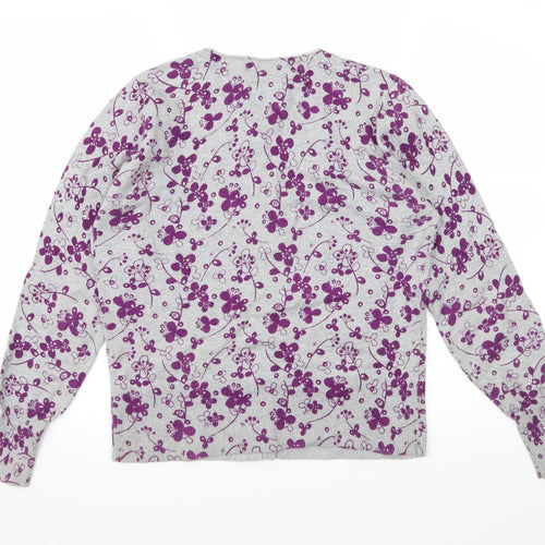 Mantaray Womens Grey Floral Knit Cardigan Jumper Size 14