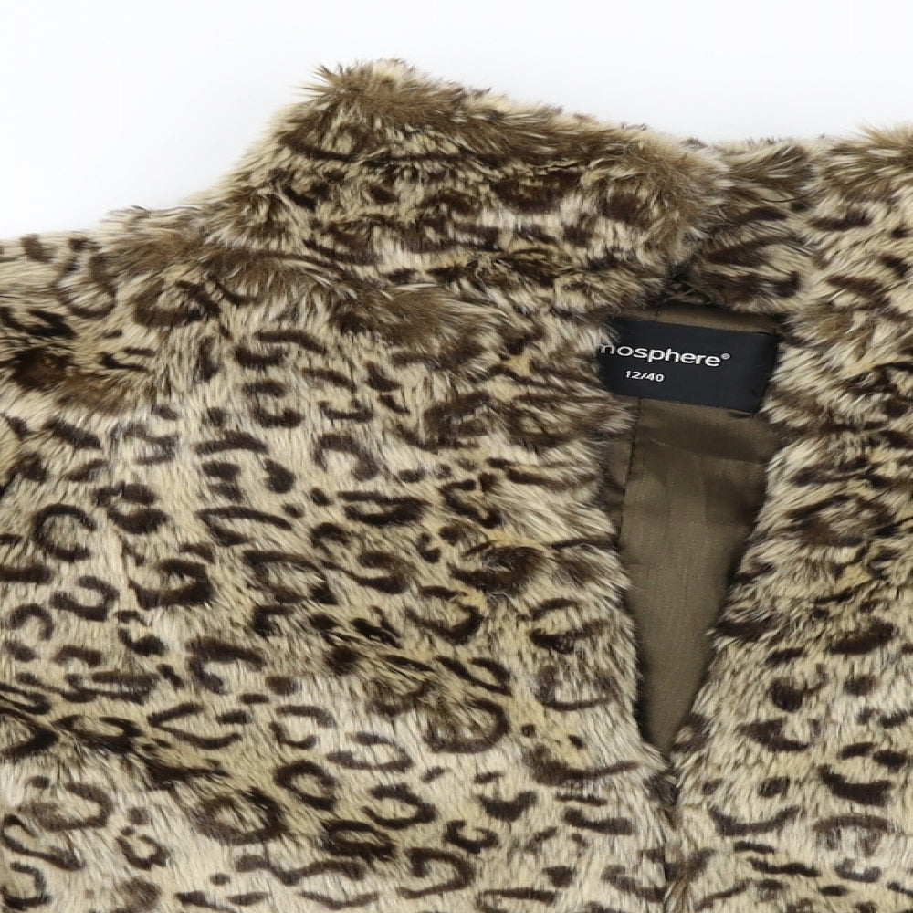 Atmosphere  Womens Beige Animal Print  Jacket Coat Size 12