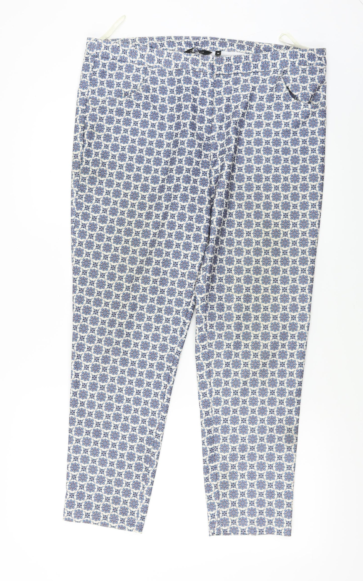New Look Womens Blue Floral  Trousers  Size 16 L25 in