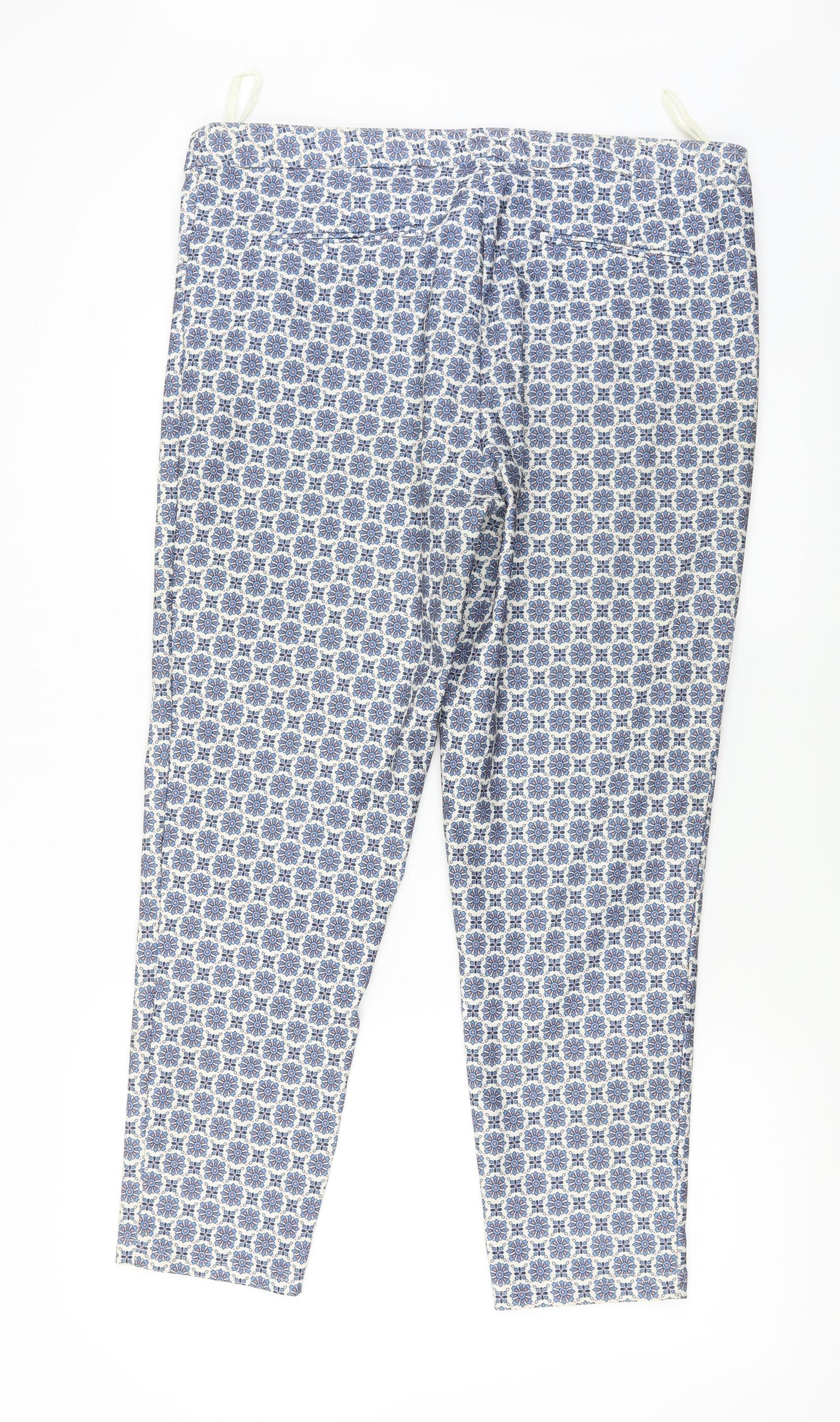New Look Womens Blue Floral  Trousers  Size 16 L25 in