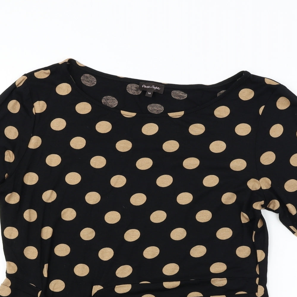 Phase Eight  Womens Black Polka Dot  Basic Blouse Size 14